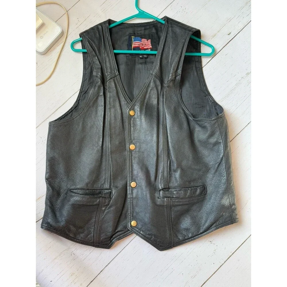 Vietnam Veteran Leather Vest Adult Medium Armed Forces Military